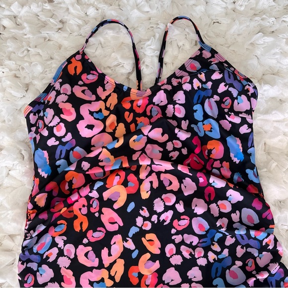 NWT Multicolored Leopard Print O-Ring One Piece Swimsuit SIZE XL - Picture 7 of 17